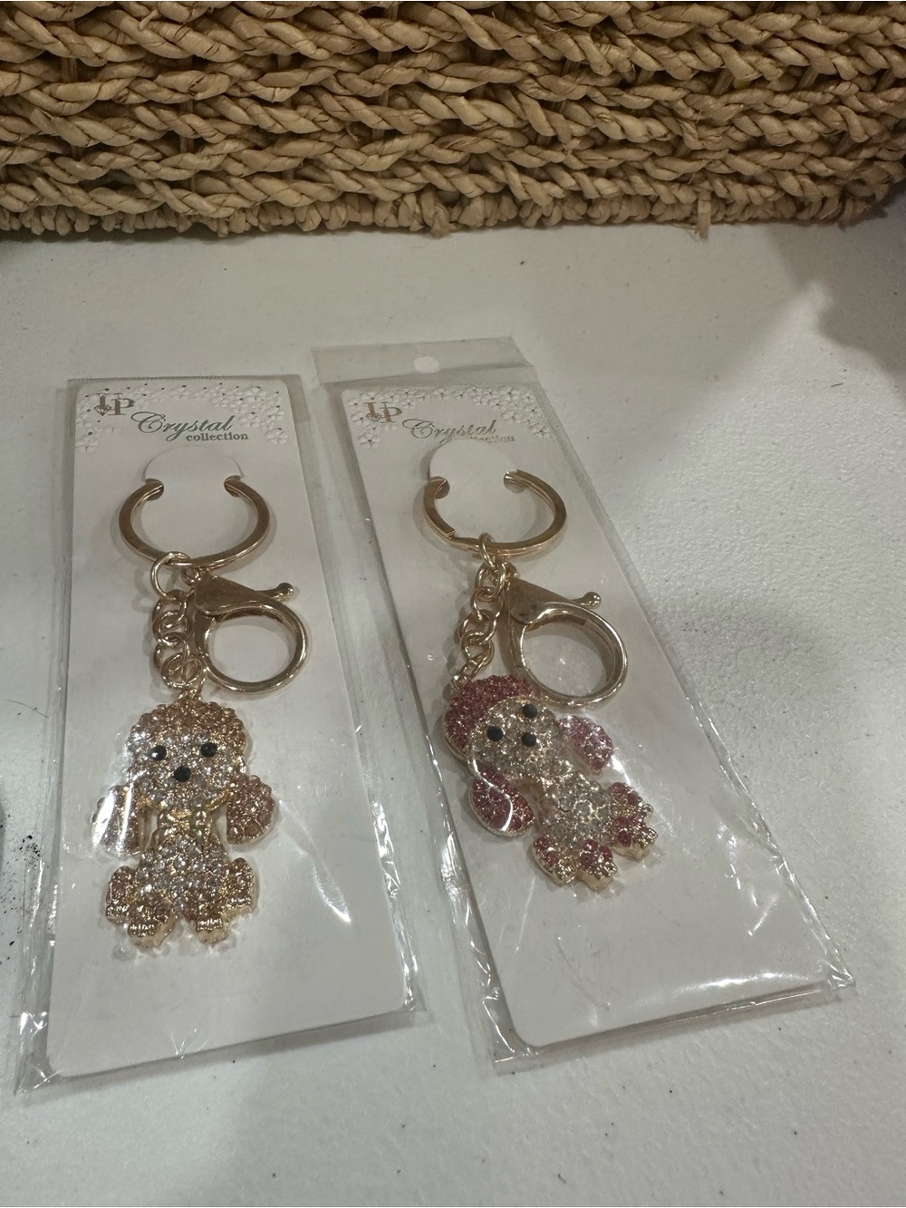 Gold Crystal Puppy Keychain Charm - Pink & Clear Accents NWT - Picture 3 of 3